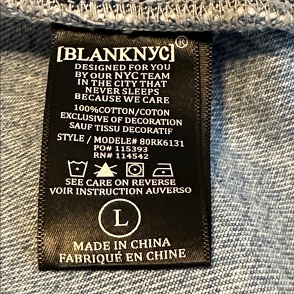 BLANK NYC Two-tone Cropped Denim Jean Jacket Size Large - Picture 11 of 12